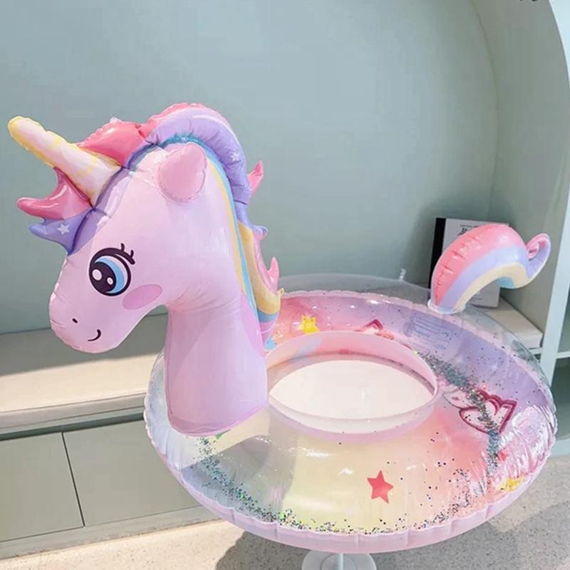 Summer Swimming Ring Seat Ring Riding Boat Armpit Floating Ring Unicorn Rainbow Horse Inflatable Water Pool Float Swimming Laps