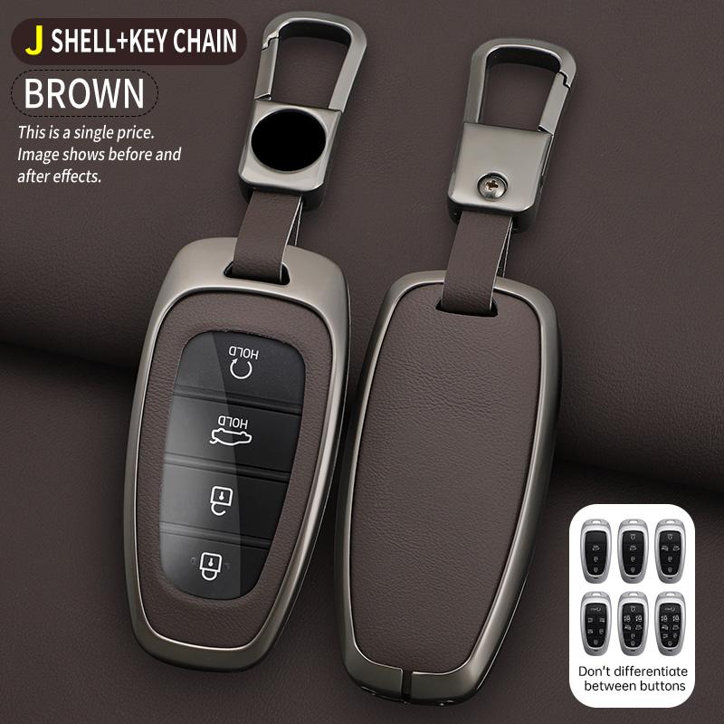 4 5 7 Button Zinc Alloy Leather Car Key Case For Hyundai Sonata Sel Ev 6 Ev 8 Ioniq 5 Nexo Dn8 Tucson Santa Fe Nx4 Staria Ioniq