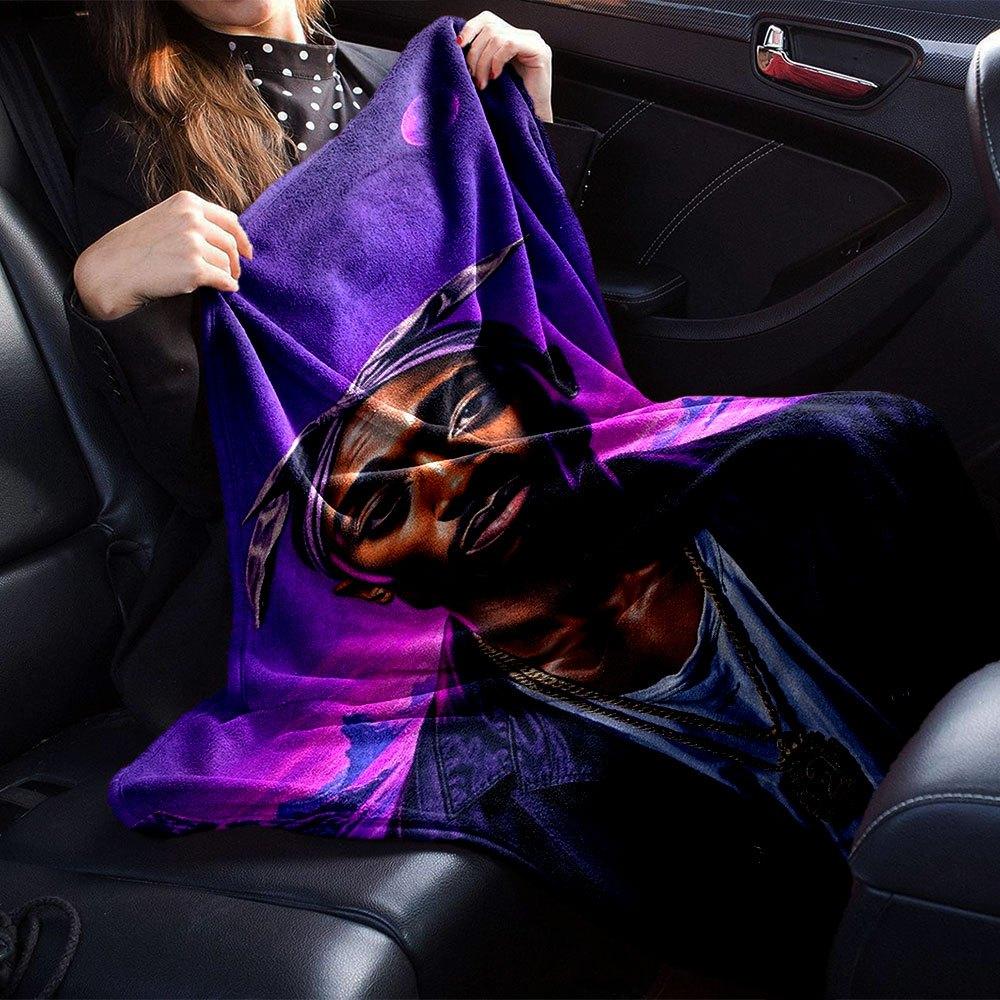 1pc 2PacHip Hop Blanket Soft Lightweight All Season Multi Purpose Throw for Sofa, Bed, Office & Picnics, French Style with Iconic Album Art & Quotes