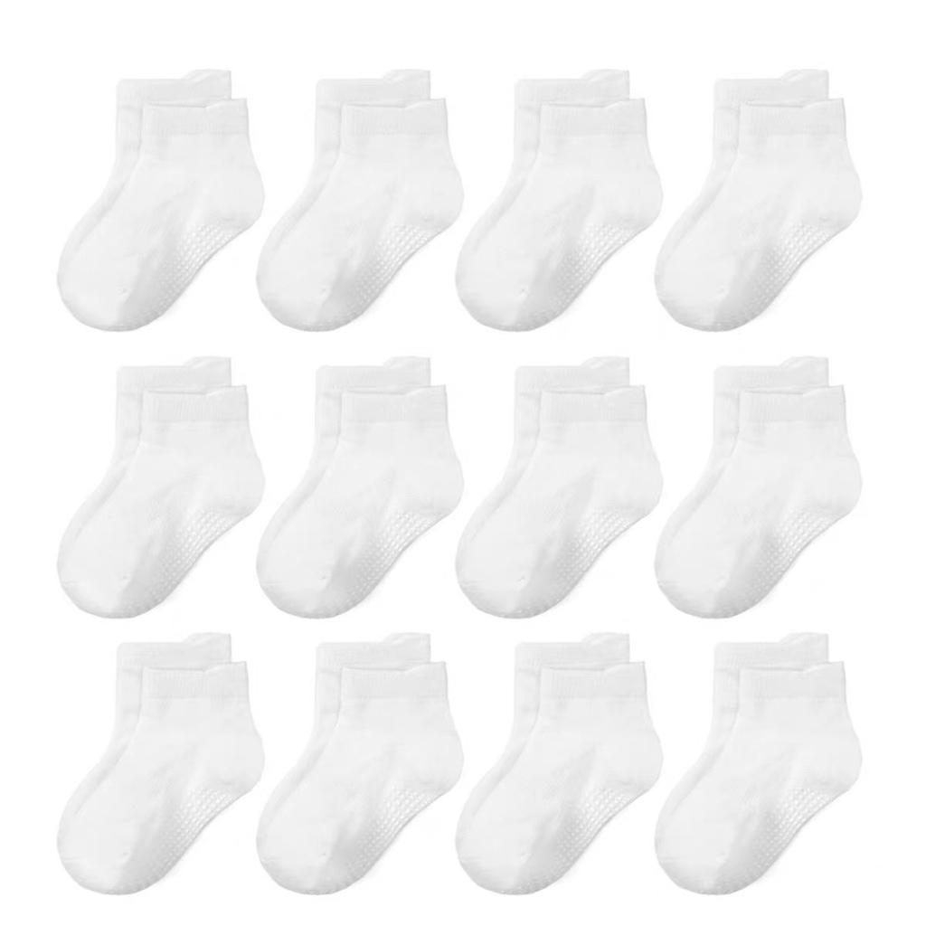 12 Paar/Los Kinder Socken mit Gumminoppen Kinder Anti-Rutsch Bootssocken für Jungen Mädchen 1-5 Jahre