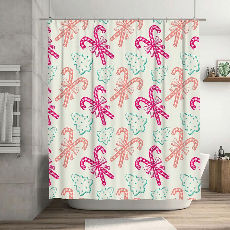 TU Shower Curtain Christmas Santa Claus Reindeer Snowflakes Holiday Bathroom Decor Festive Winter Pattern Waterproof Fabric 90x180cm35x71in