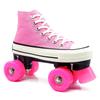 High-Top Canvas Double-Row Roller Skates