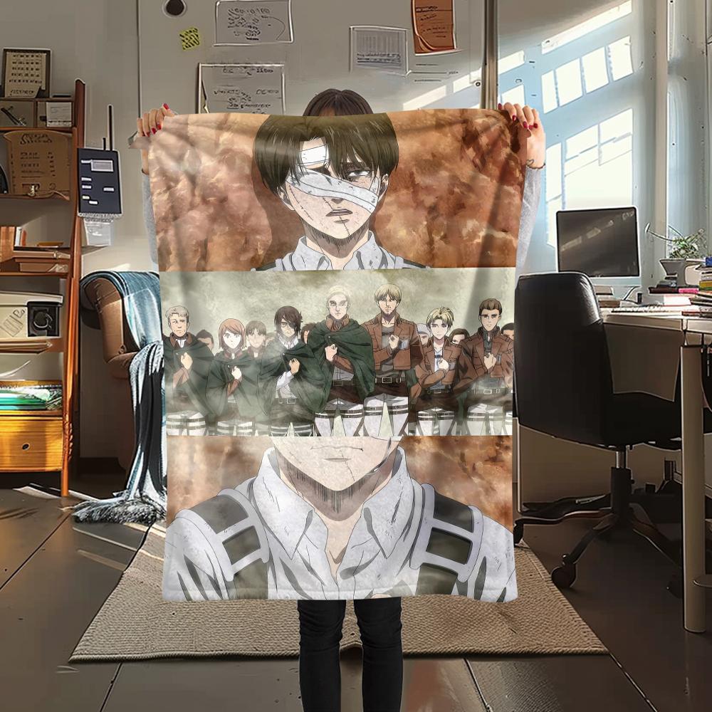 1PC Attack On Titan Print Flannel Blanket, High Quality All Seasons, Home Decor, Warmth and Comfort, Perfect for Christmas Gifts