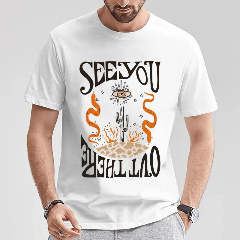 

Мужская повседневная футболка с круглым вырезом и принтом кактусов, мягкая ткань, аппликации, классический крой, трикотажная конструкция — футболки для активного отдыха XXXXXL белый