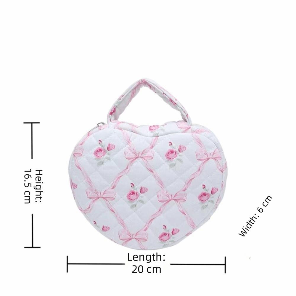 Süßes Design Handliche Kosmetiktasche Stepp Baumwolle Blumenmuster Toilettenartikelbeutel Große Kapazität Reißverschluss Make-up-Tasche Handtasche Aufbewahrung