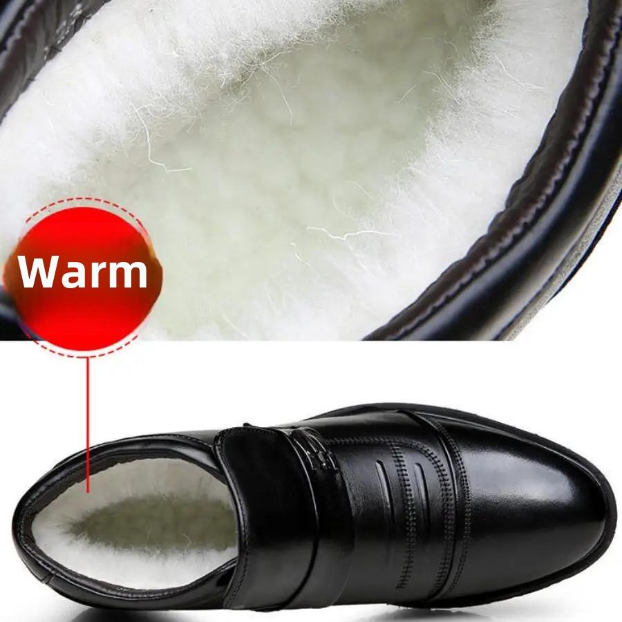 Zimní pánské boty Chelsea z pravé kůže, módní vlněná izolace, outdoorové business kožené boty, pánské protiskluzové sněhové bavlněné kotníkové boty