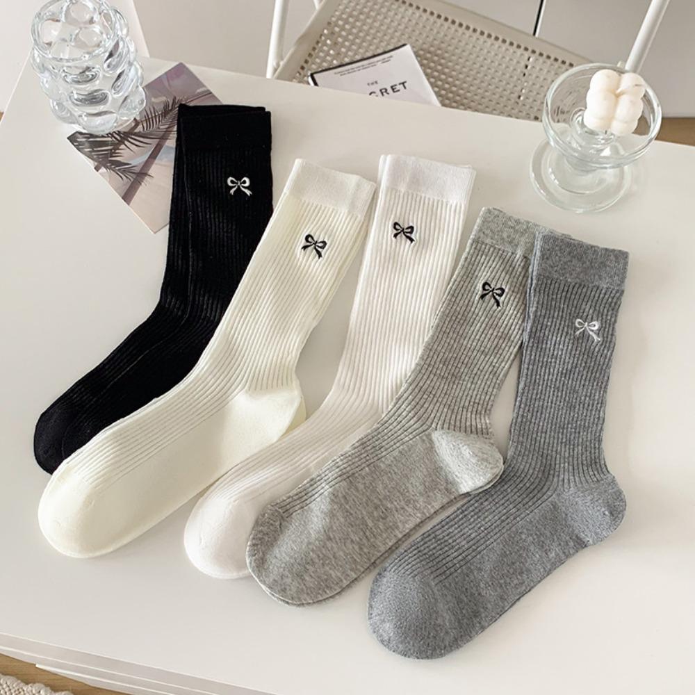 

JK Balletcore Bow Sock Simple Embroidery Bowknot Socks Sweet Girl