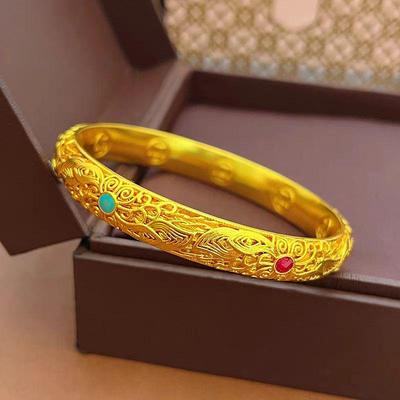 Gold Filigree Enamel Queen Bracelet: Chinese Court Style Gift for Her