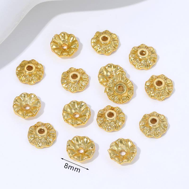 18K Gold Plated Brass Wave Shape Beads Caps 8mm Spacer End Caps For DIY Handmade Bracelet Jewelry Making Accessories