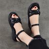 Johnature Casual Versatile Sheepskin Sandals Peep Toe Soft Soled Genuine Leather Flat Women's Shoes