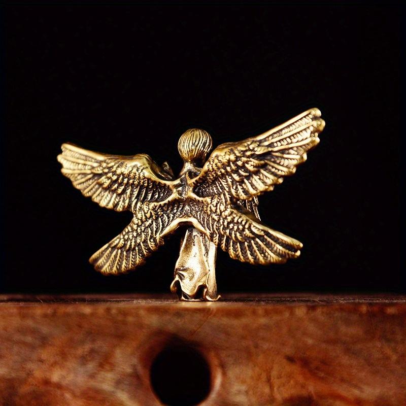 Copper Six Winged Angel God Love Cupid Statue Small Ornaments Brass Angel Figurines Desktop Decorations Home Decors Accessories