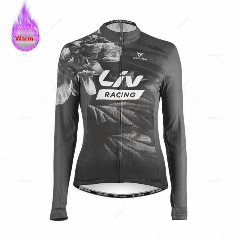 Liv-Thermal Fleece Cycling Jersey Set for Women, MTB Clothes, Road Bike Uniform, Cycling Clothing, Winter S