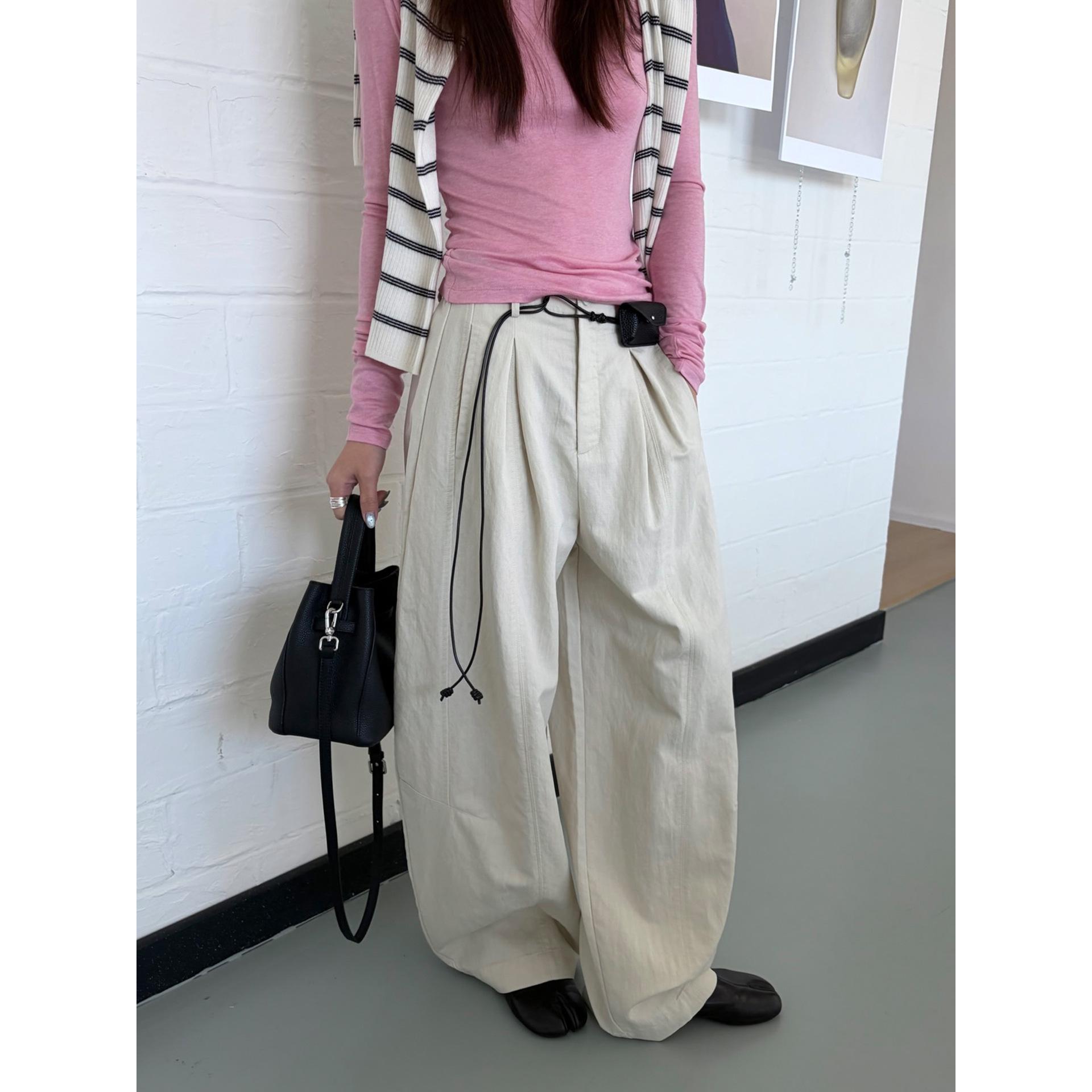 ICC Spring 2026 Tencel-Cotton Women s Relaxed Wide-Leg Balloon Pants абрикосовый