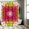 Modern Bathroom Shower Curtain with Watercolor Floral Print Pink Yellow Orange Red Green Colorful Design Artistic Shower Panels