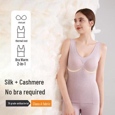 Colete Térmico de Lã Alemã para Mulher: Seda Espessa, Mistura de Caxemira com Bojo para Outono/Inverno