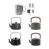 304 Stainless Steel Teapot Set with Folding Handle and Filter Camping Cup Suitable for Camping Hiking Outdoor Travel