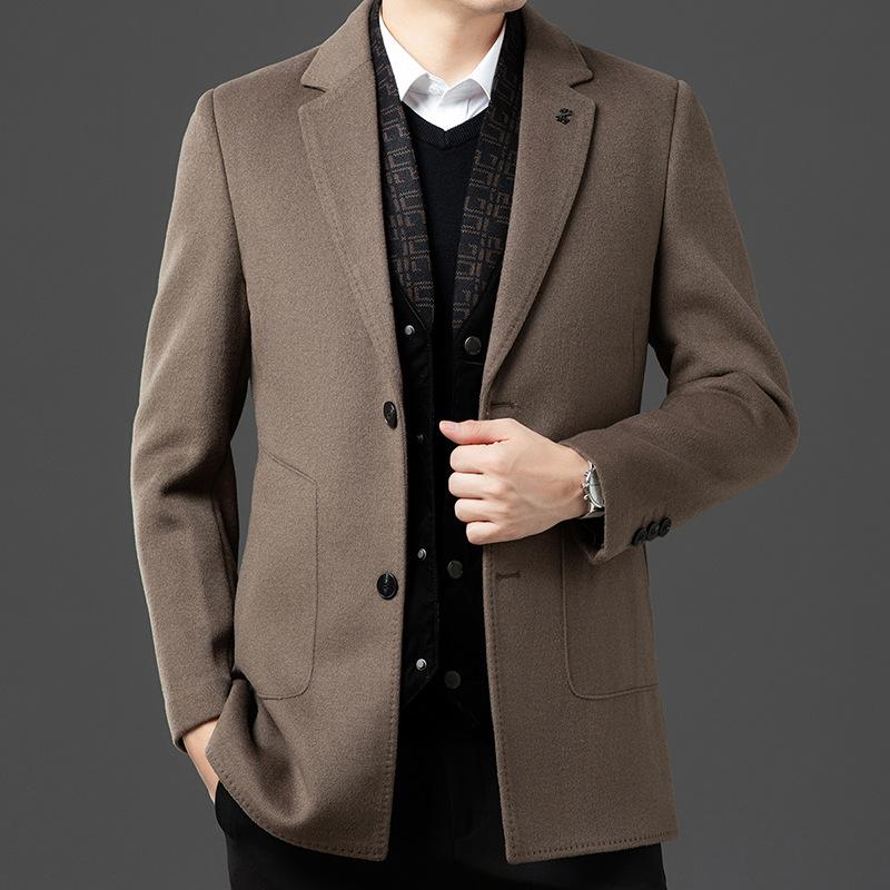 

Осень Новый Стиль Мужской Деловой Повседневный Пиджак для Мужчин Среднего и Пожилого Возраста Высококлассное Твидовое Пальто Костюм для Папы 4XL