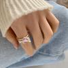 New Arrived Romantic Lovely Pink Bowknot Design Female Exquisite Jewelry Ring with Micro Bow Tie Zircon for Party and Dating