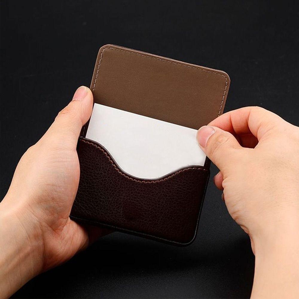 Business Card Holder PU Leather Name Card Pocket Top Card Case  Gift