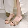 Sexy Women's Slippers Open Toe Women High Heels  Square Toe Party Shoes Summer Slip On Women Shoes  Sandalias De