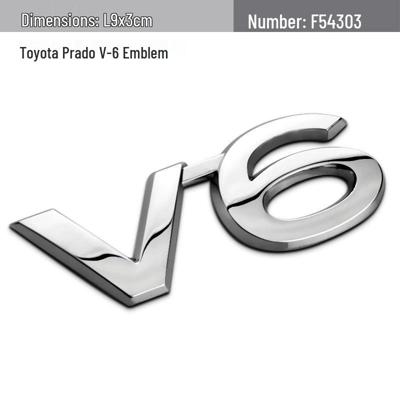 V6 Metal Emblem Sticker for Toyota Prado and Land Cruiser Tail