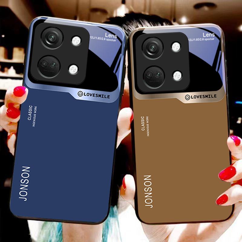 Finestra Grande Bianca Per OnePlus Nord 3 5 6T 7 Pro 8 12 10T Reno8 Lite 5G 10R Nord N30 Guscio Duro Vetro Temperato Custodia per Telefono Nera