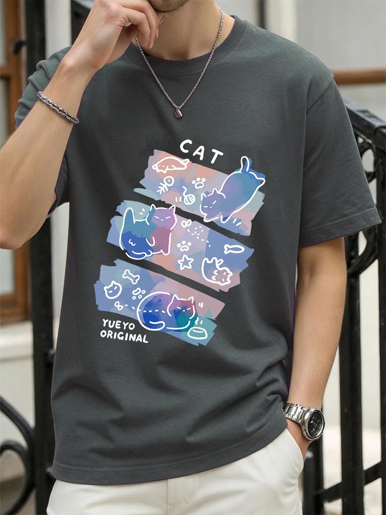 Colorful Three Cats Trendy Printing TShirts Womens Summer Cotton Short Sleeve Tees ONeck Comfortable Loose Tops Casual Clothes