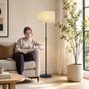 Floor Lamp Dimmable with Linen Shade E27 Height-adjustable Black