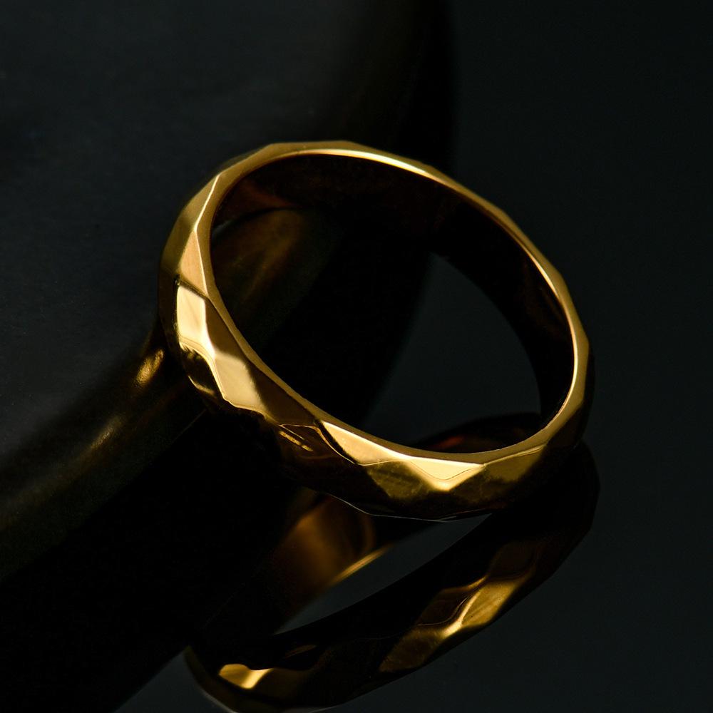 4MM Personalized Rhombus-Faceted Titanium Steel Ring for Women