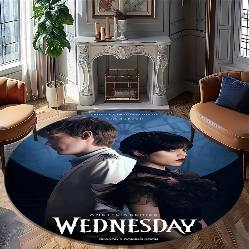 1pc Addams Family Wednesday5 Print Round Carpet Chair Round Carpet Suitable for Bedroom Living Room Home Decorative Carpet