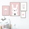Rabbit Bunny Giraffe Star Posters Prints Nursery Wall Art Bedroom Picture Animal Canvas Painting Nordic Kid Baby Girl Room Decor