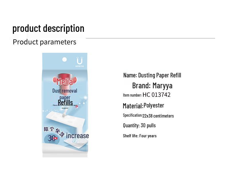 Miao Liya 30-Sheet Dusting Paper Refill for Mop Vacuum: Absorbs Hair and Cleans Floors