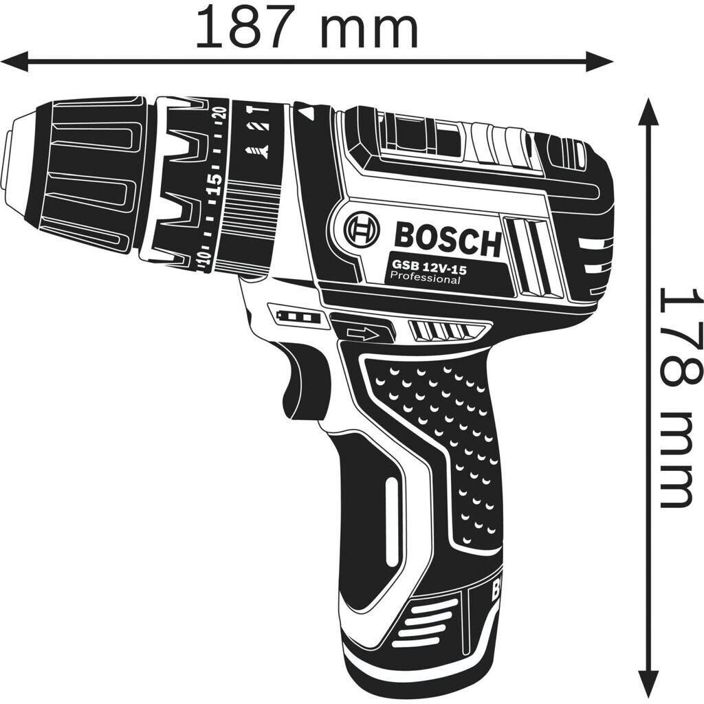 Ударный шуруповёрт Bosch GSB 12V-15 Professional2x 2.0 Ah + Зарядное устройство Набор принадлежностей + +Koffer