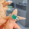Trendy Open Ring Princess Cut Simulated Ruby Vintage Cotton Emerald Minimalist Women Jewelry