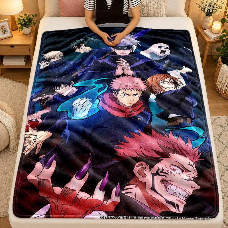 Flannel BlanketJujutsu Kaisen Warm Soft Throw Blanket for Indoor Sofa Bed Living Room Use