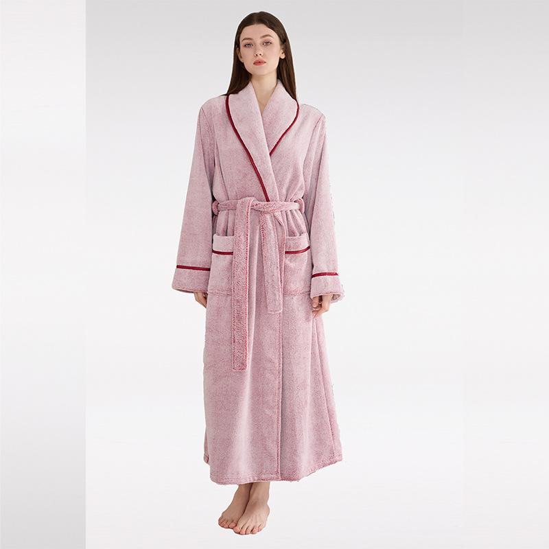 Nightgown Winter Bathrobe Couple Long Double-sided Fleece Pajamas Warm Winter Home Bathrobe Men and Women Morning Robe