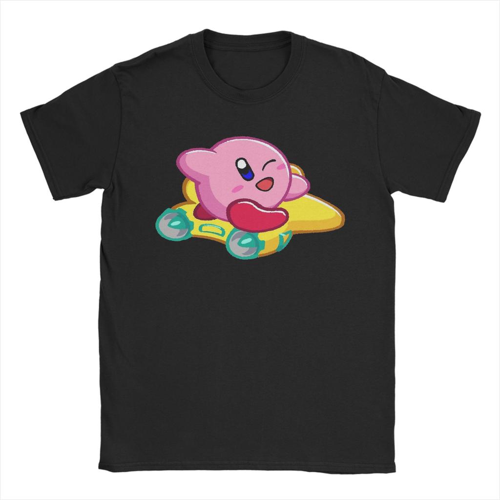 Kirbys Air Riders T Shirts for Men 100 Cotton Funny TShirt Crew Neck Tee Shirt Short Sleeve Clothing Big Size