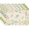Artoid Mode Flowers Floral Summer Placemats Set of 4, 12x18 Inch Seasonal Spring Table Mats for Party Kitchen Wedding Dining Decoration