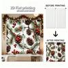 Piece Set High Definition Digital Printed Curtainschristmas Pinecones Redberries Greenbranches Nature Style Seamless Patter Curtains Made Of Polyester