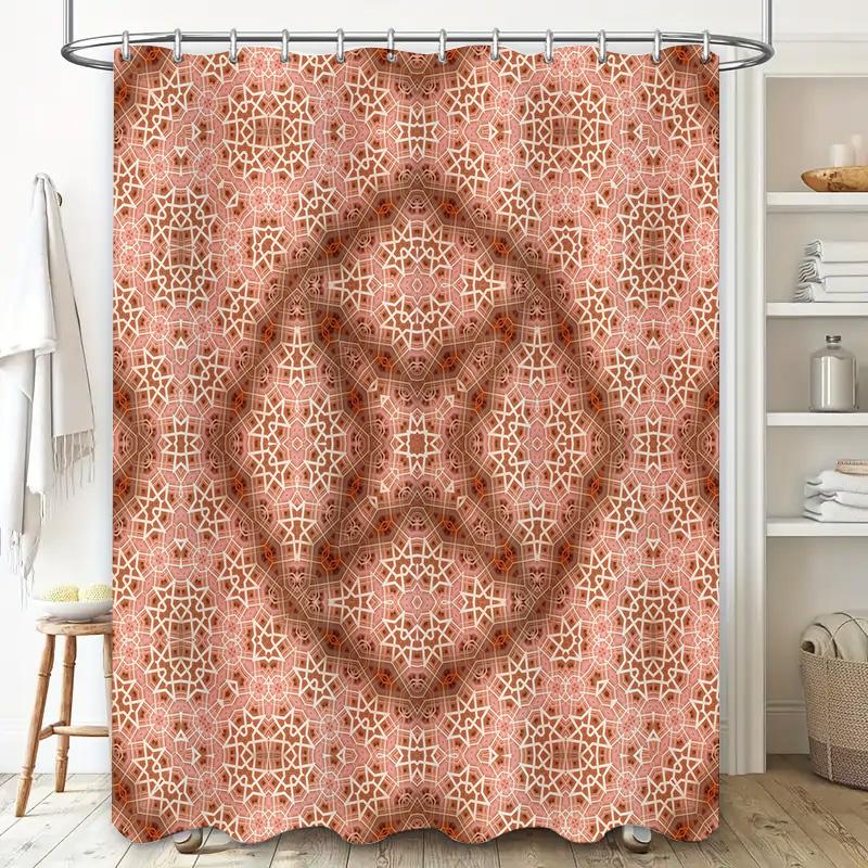Pink Patterned Shower Curtain Decorative Waterproof Fabric Bathroom Hanging Liner Home Decoration