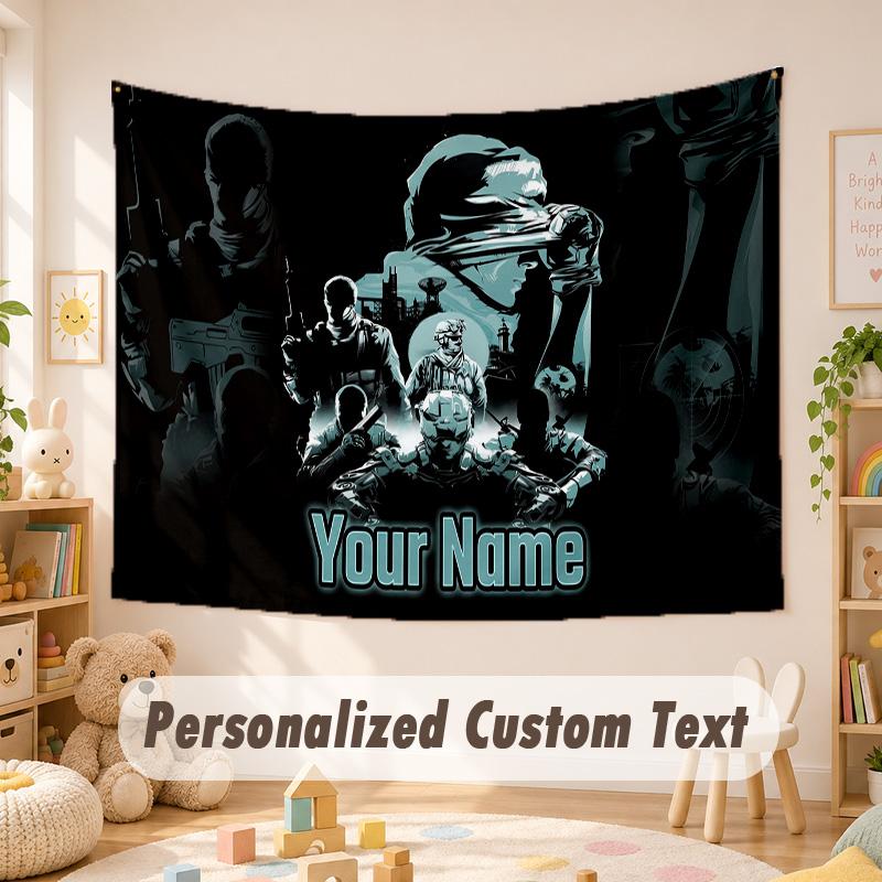 Custom Name Text Tapestry,Call of Duty Boho Wall Hanging, Decorative Backdrop Tapestry For Room