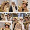 Cute Bear Ear Hat Scarf Gloves Set Thicken Women Beanies Caps Winter Warm Windproof Ear Protection Hat