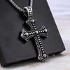 Titanium Steel Cross Shaped Pendant Punk Necklace Retro Trendy Men's Titanium Steel Cross Shaped Spherical Pendant