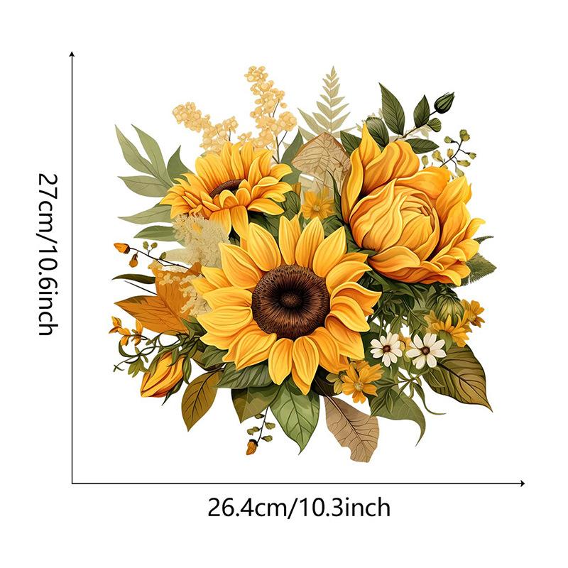 Sunflower Wall Sticker Hand Painted Removable Self Adhesive for Bedroom Living Room Furniture Decoration