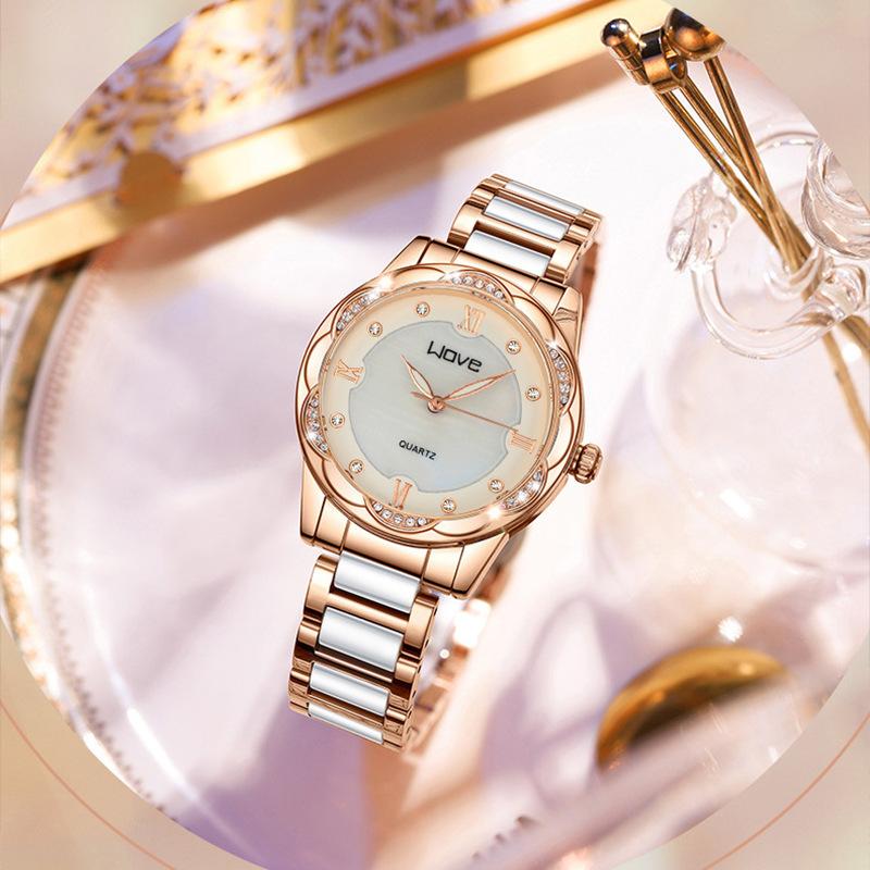 Langjue Fashion Imitation Ceramic Ladies Watch Small Fresh Diamond Butterfly Buckle Quartz Watch Women'S Batch