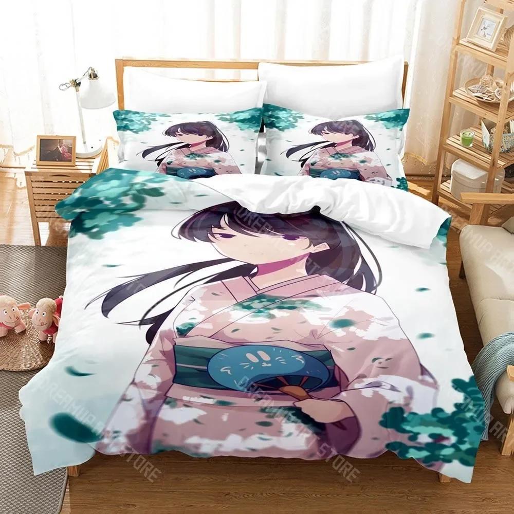 3D Print Komi Cant Communicate Bedding Set Single Twin Full Queen King Size Bed Set Aldult Kid Bedroom Anime Bed Sheet Set