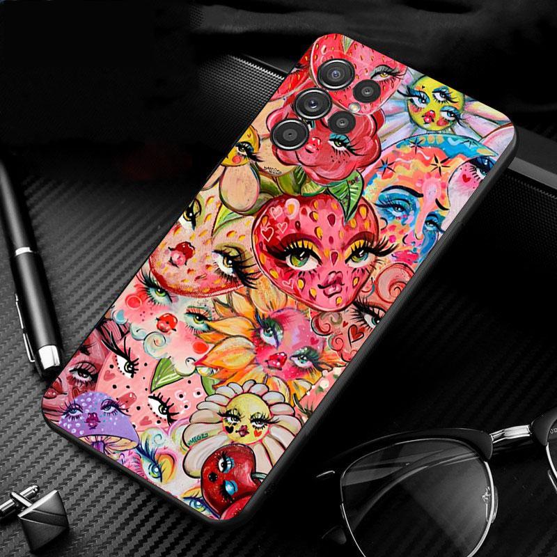 

Phone Case For Samsung Galaxy S26 S25 S24 S23 S22 S21 Ultra S24 S23 S22 S21 S25 Plus S24 FE Trippy blue alien eyes S23Plus