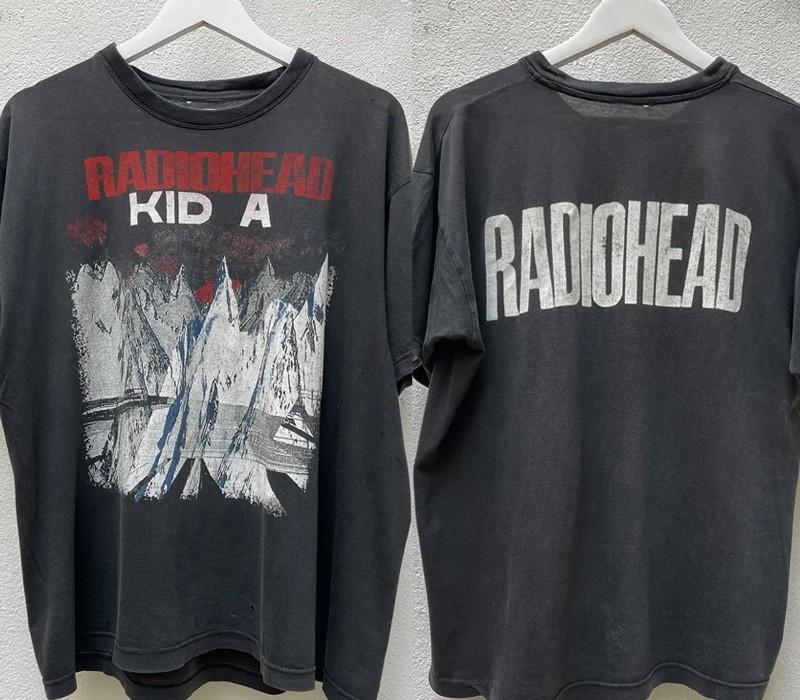 2000 Radiohead Kid A 2 sided Remake Design Black T shirt Heavy Cotton NH25076 Unisex T-Shirt M