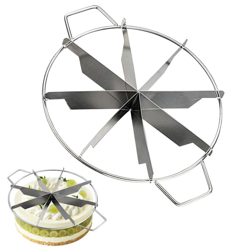Cheesecake Slicer Cake Cutting Tool Stainless Steel Pie Cutter Non Stick Round Pastry Cheese Pizza Cutting Press Tool with Side