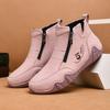 Women's High-top Casual Sneakers Handmade Leather Shoes Ankle Boots Spring & Autumn